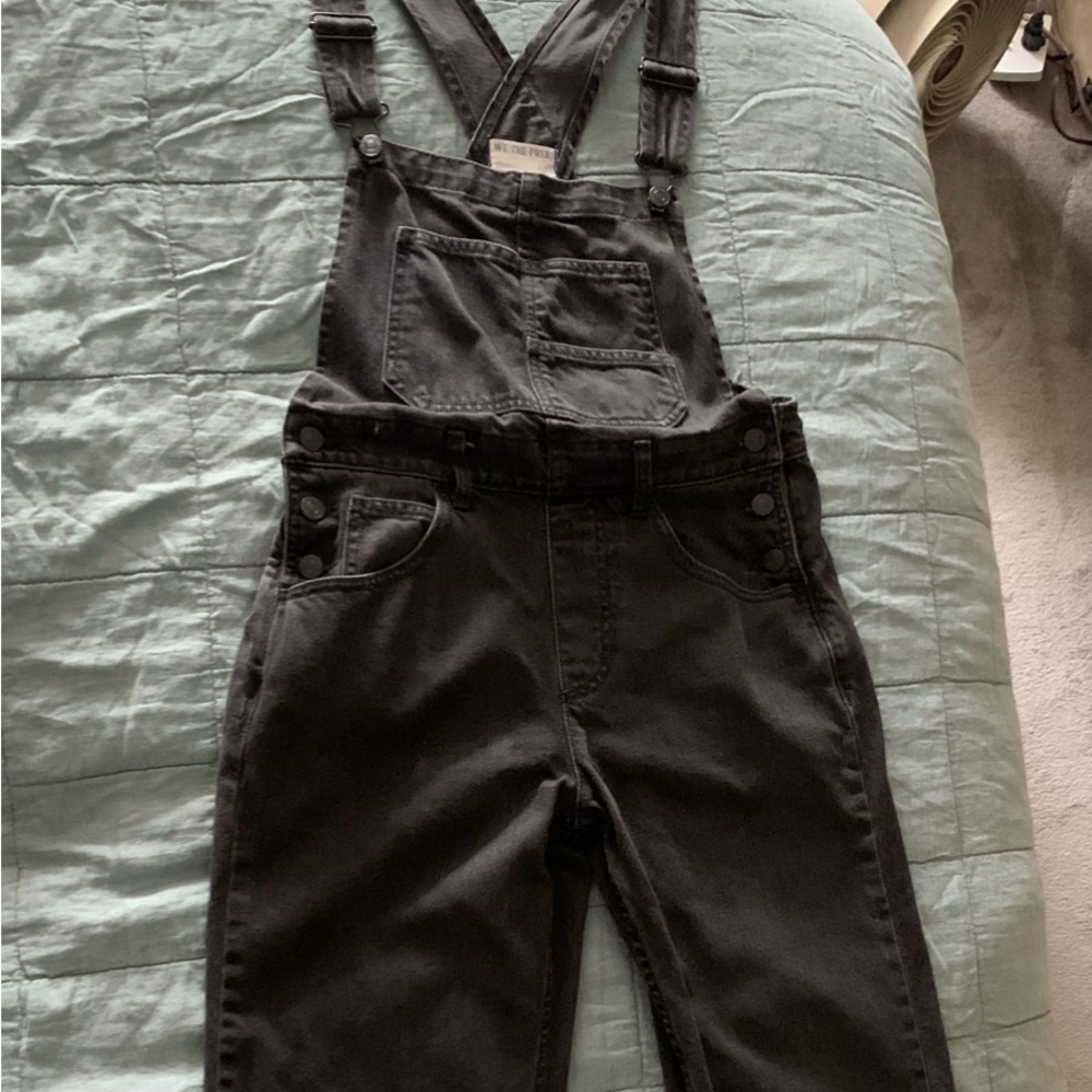 Free People Black Denim Overalls
